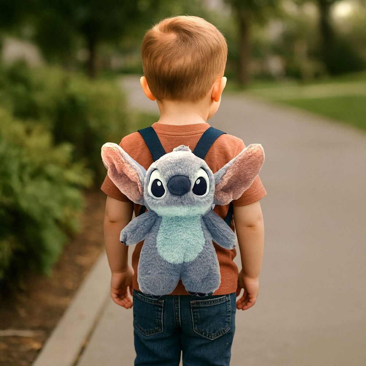 3D Kinder Rucksack Nähstich Blau-9