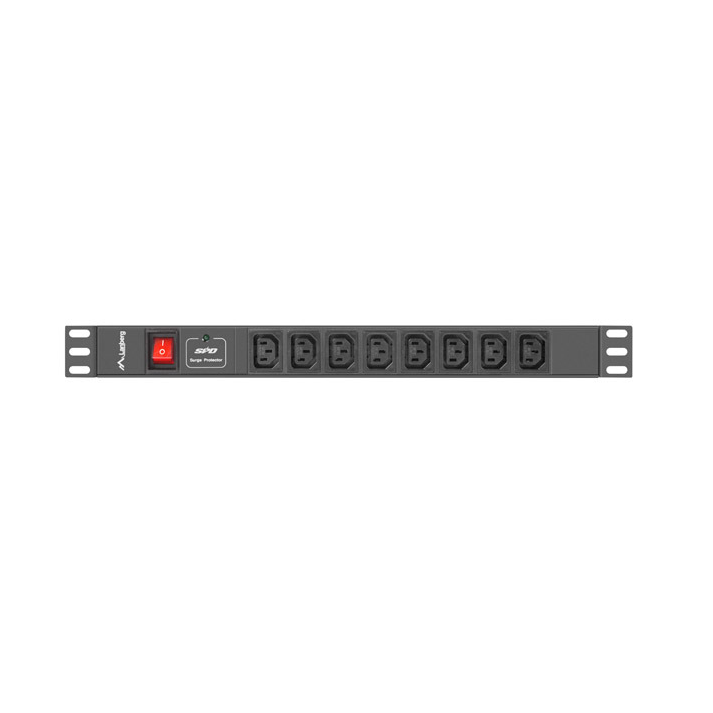 Prelungitor, Landberg, 8 Preise, 2 m, Schwarz (PDU-08I-0200-C20-BK)-0