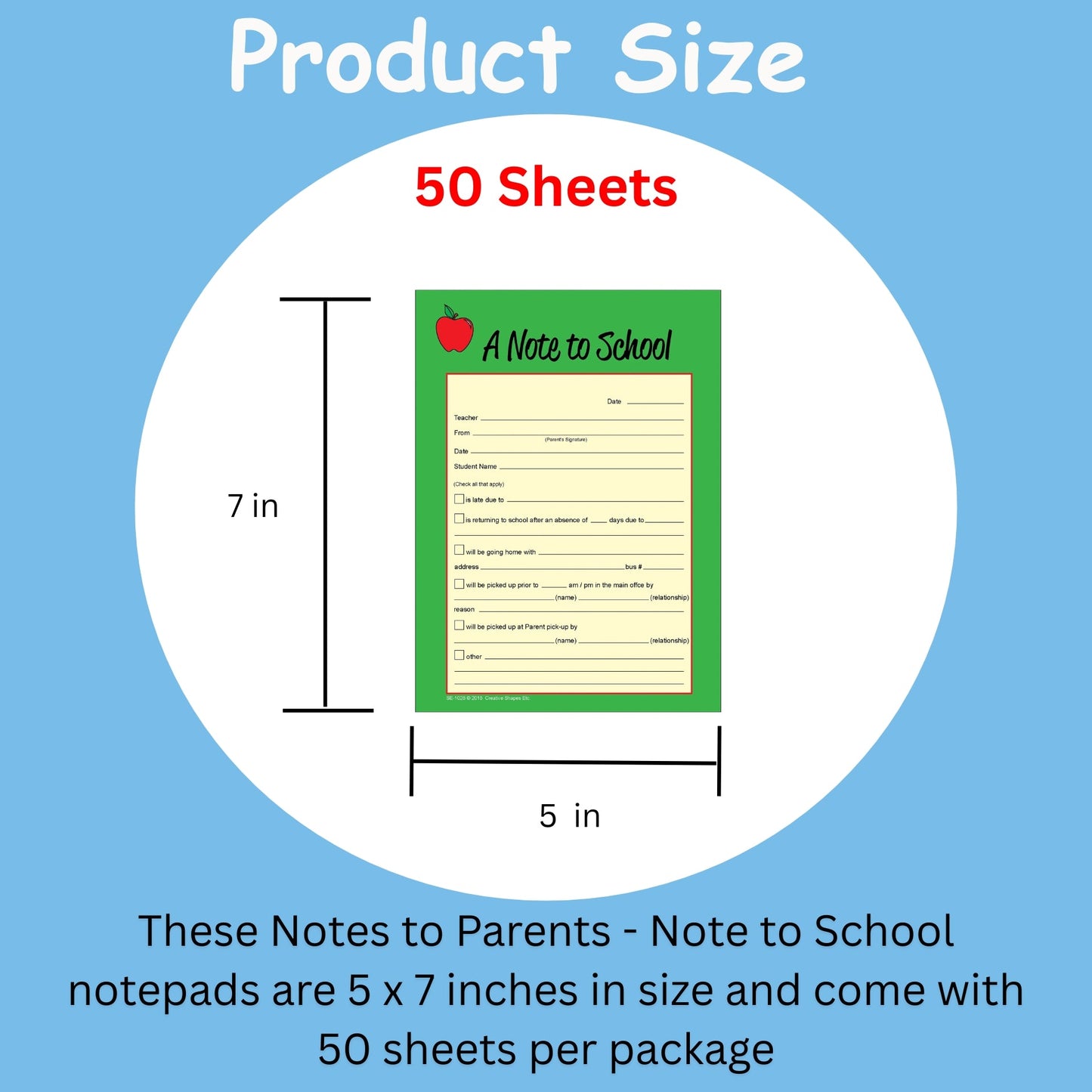 SHAPES ETC. Note to School – Notes to Parents