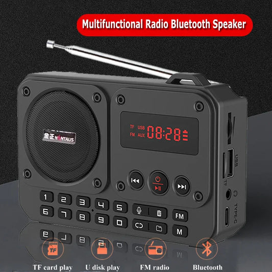 NNEOBA Mini Portable FM Radio Bluetooth Speaker Grau-1