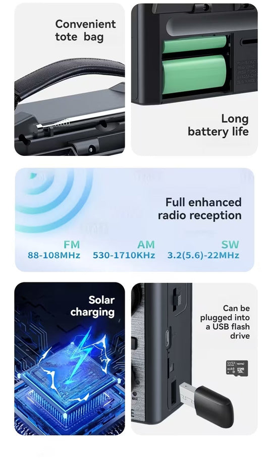NNETM Solar Radio Wireless FM/AM/SW MP3 Player-1