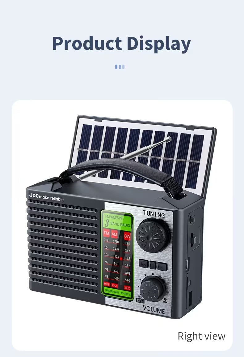 NNETM Solar Radio Wireless FM/AM/SW MP3 Player-3