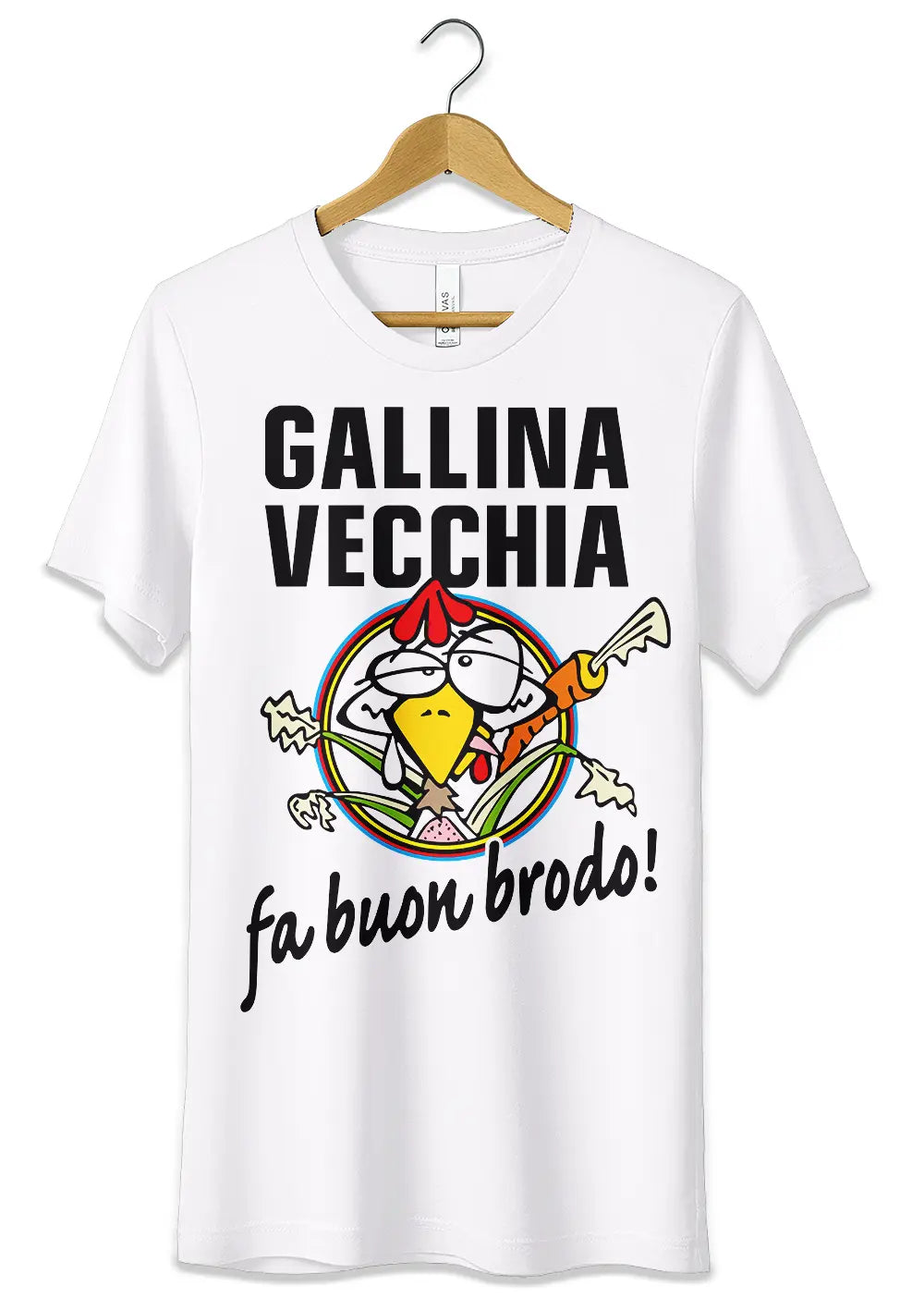 T-Shirt Maglietta Gallina Vecchia Fa Buon Brodo Divertente