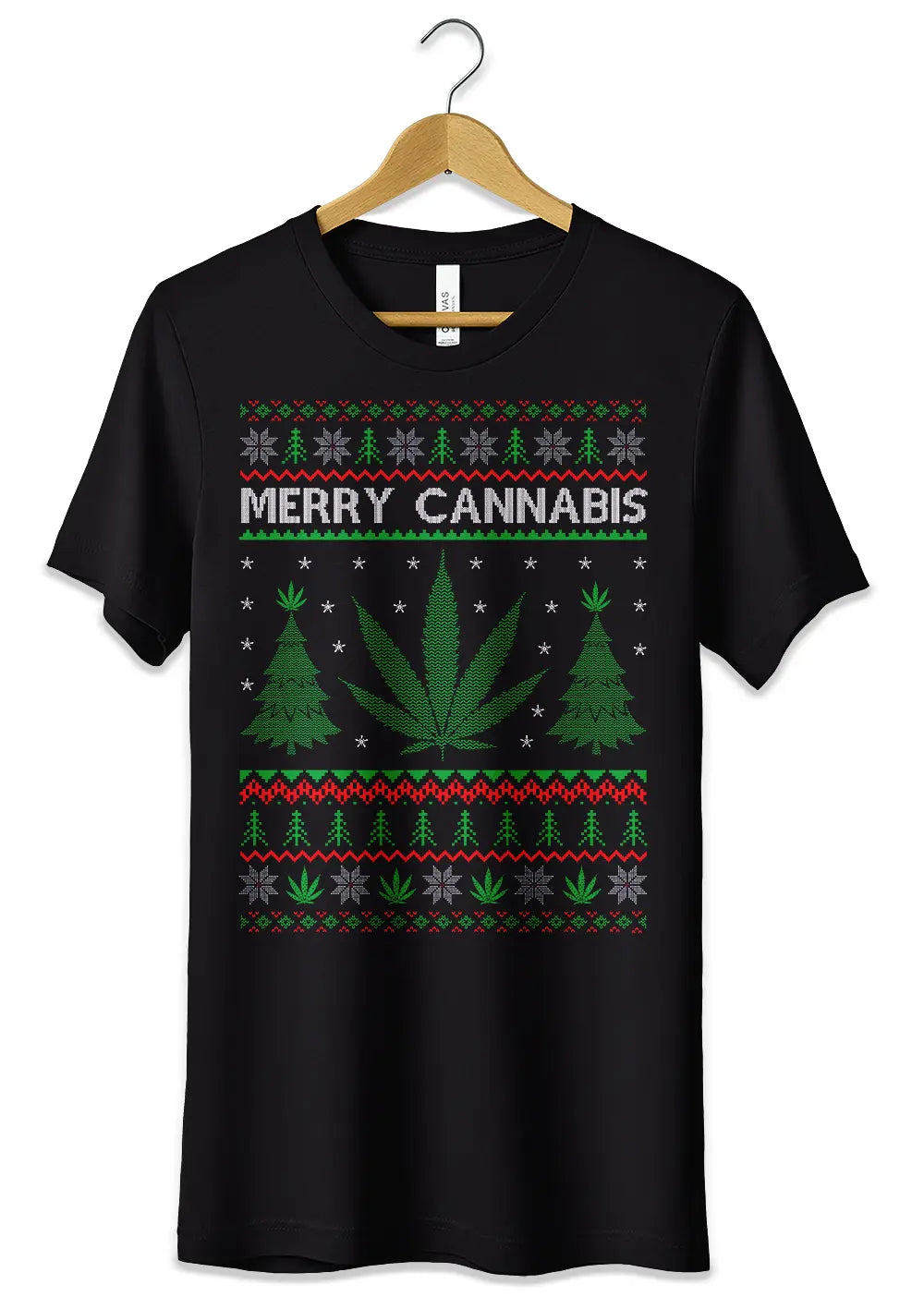 T-Shirt Maglietta Natalizia Merry Cannabis Natale