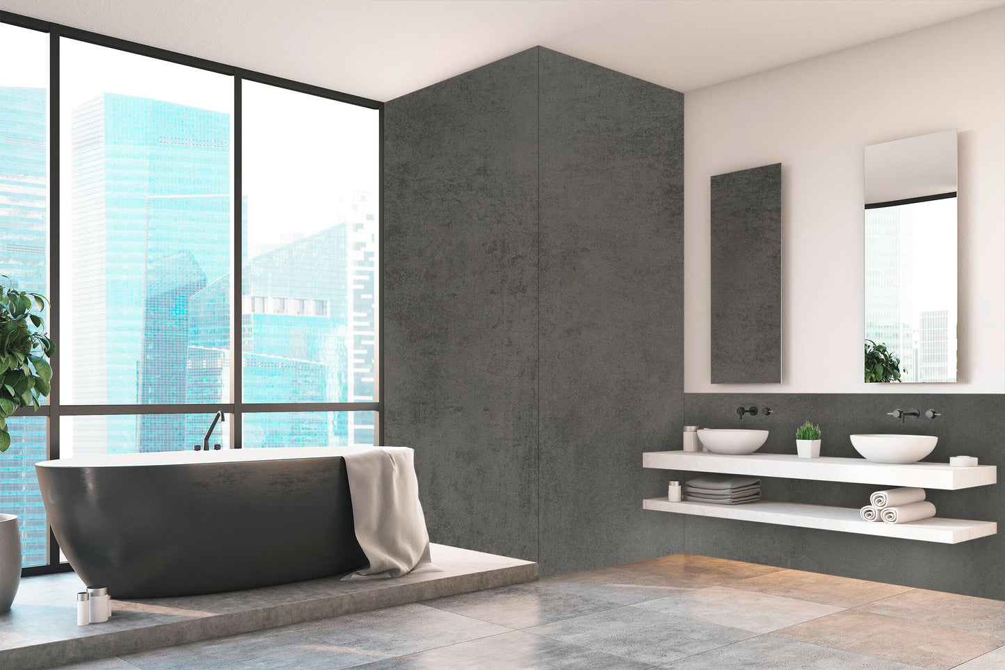 Duschrückwand - Beton dunkel (250x100cm)