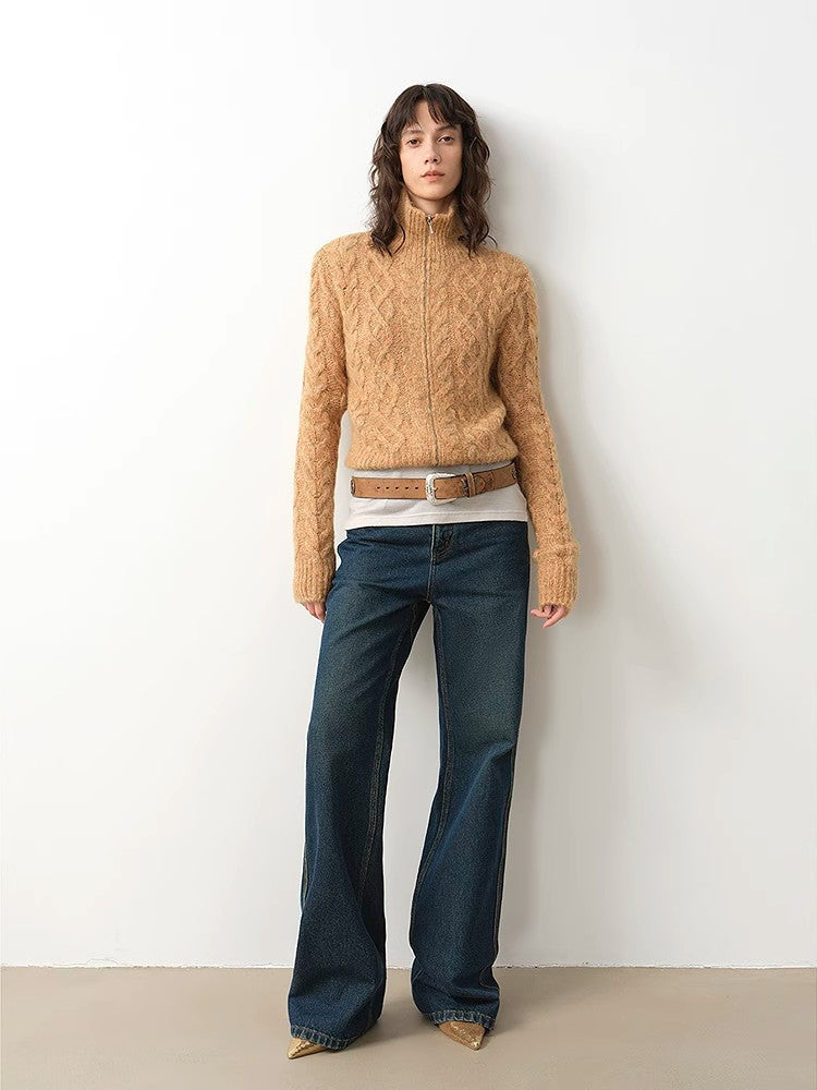 "Pure Flared" Japanese imported fabric Vintage retro washed loose flared jeans for women