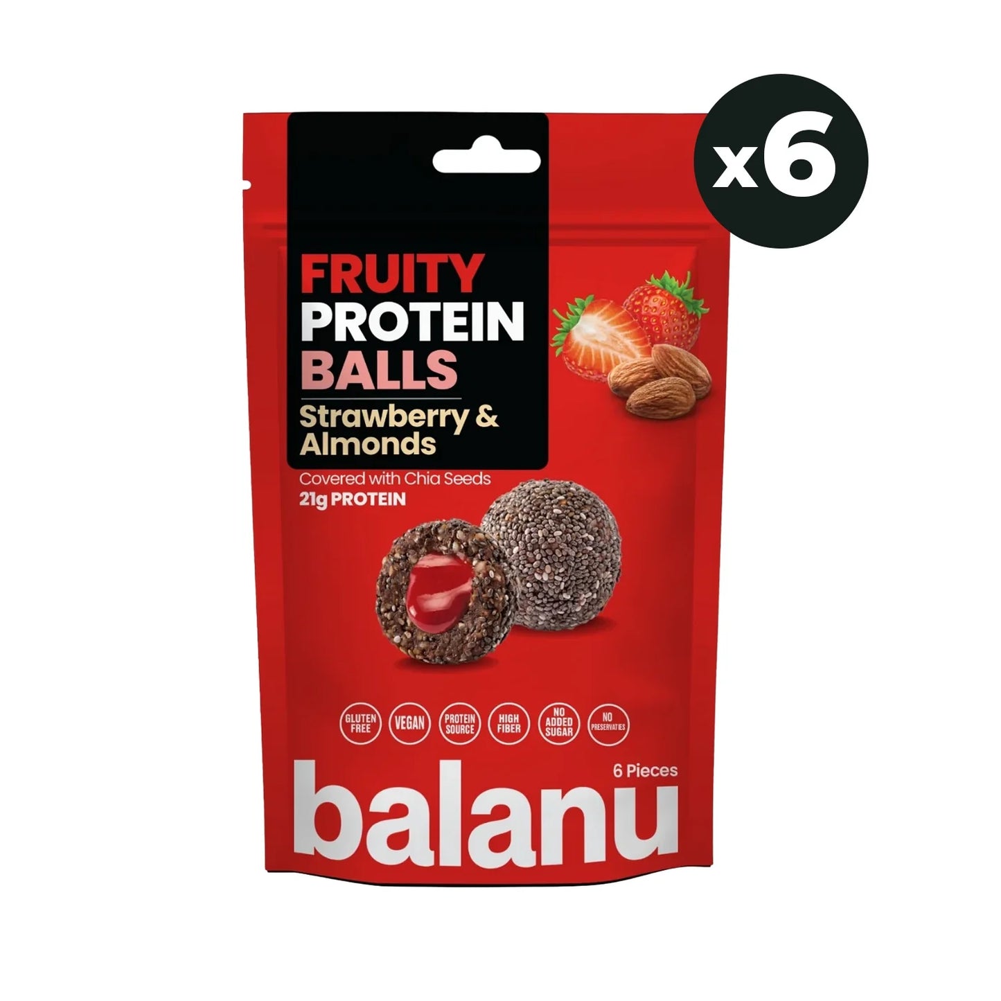 Balanu Fruity Protein Balls Strawberry & Almonds 110 g x6