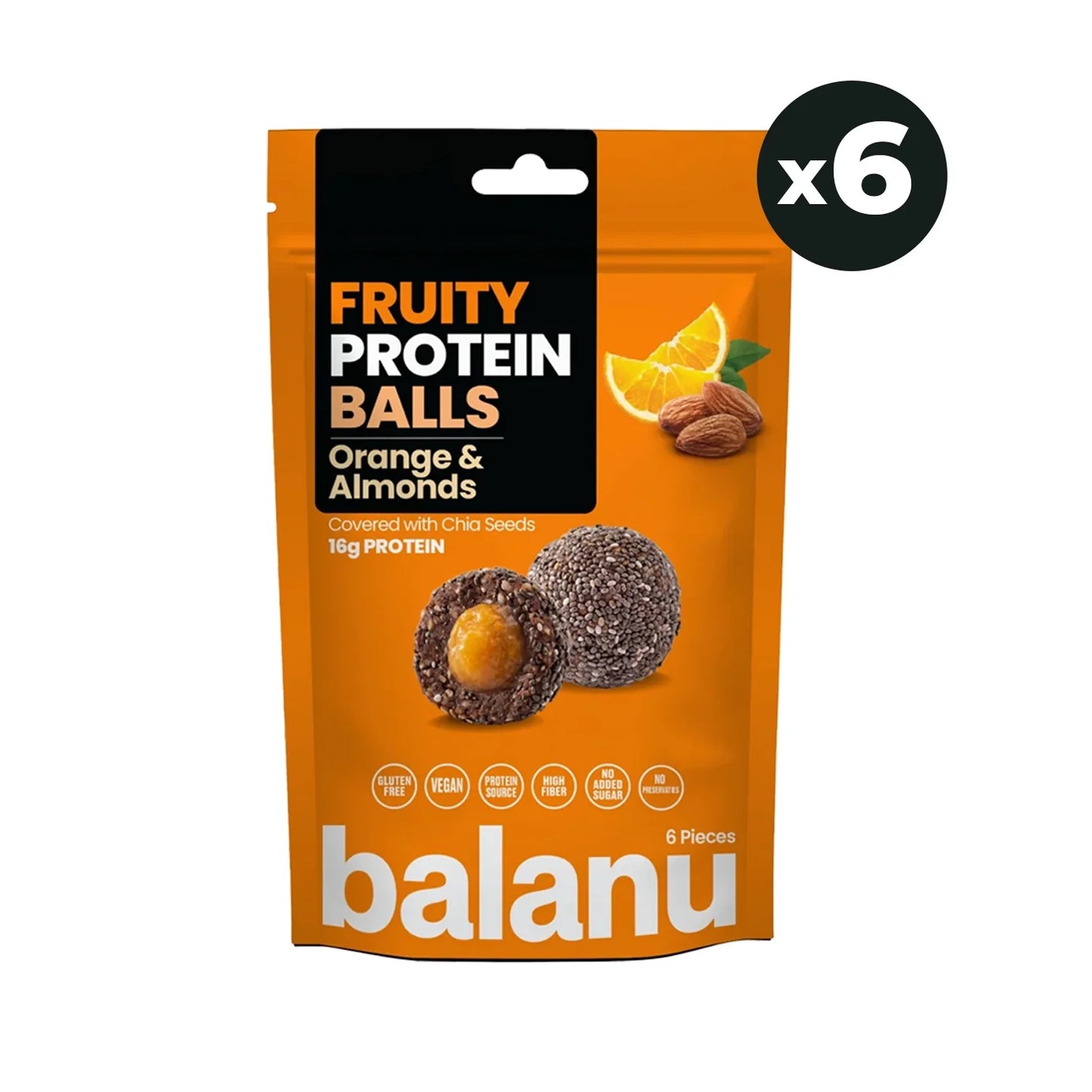 Balanu Fruity Protein Balls Orange & Almonds 110g x6