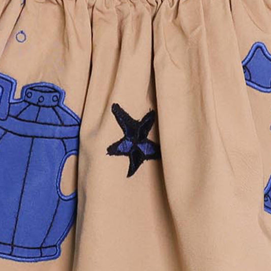 MAGIC MENDING İKİNCİ EL Bej Pamuklu Denizaltı Desenli Etek, 2 yıl