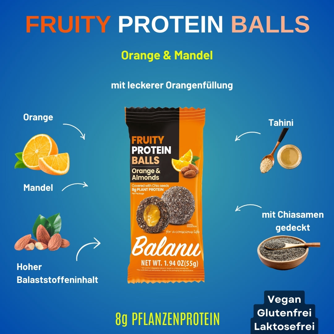 Fruity Protein Bällchen Orange & Mandeln 55 Gr x 6