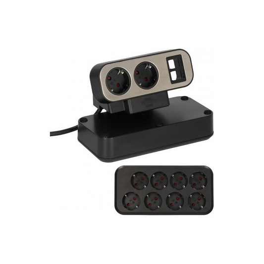 Brennenstuhl Stil 1153580100 230V Duplex Schreibtischverteiler 10 untere Steckdosen 2m - Schwarz/Grau (1153580100)-0