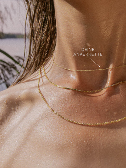 Ankerkette DELICATE Zart 14k Echtgold Diamantiert