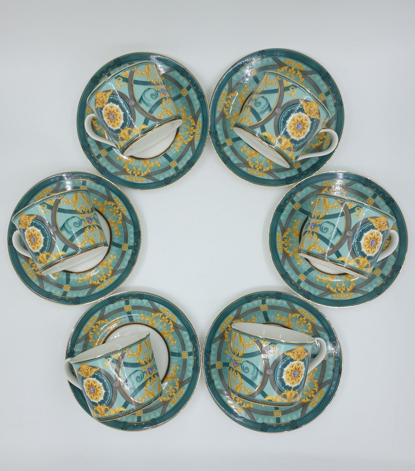 TEACUP UND TASSES-SET, Grüne Kaffeetasse, Handgefertigte Teetassen, Vintage-inspiriertes Teetassenset, Geschenk für Teeliebhaber, Hochzeitsgeschenk, Set von 6