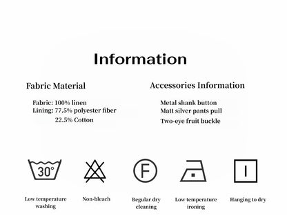 Old Money Style Linen Cut Scimitar Pants"Weiss Love Letter"