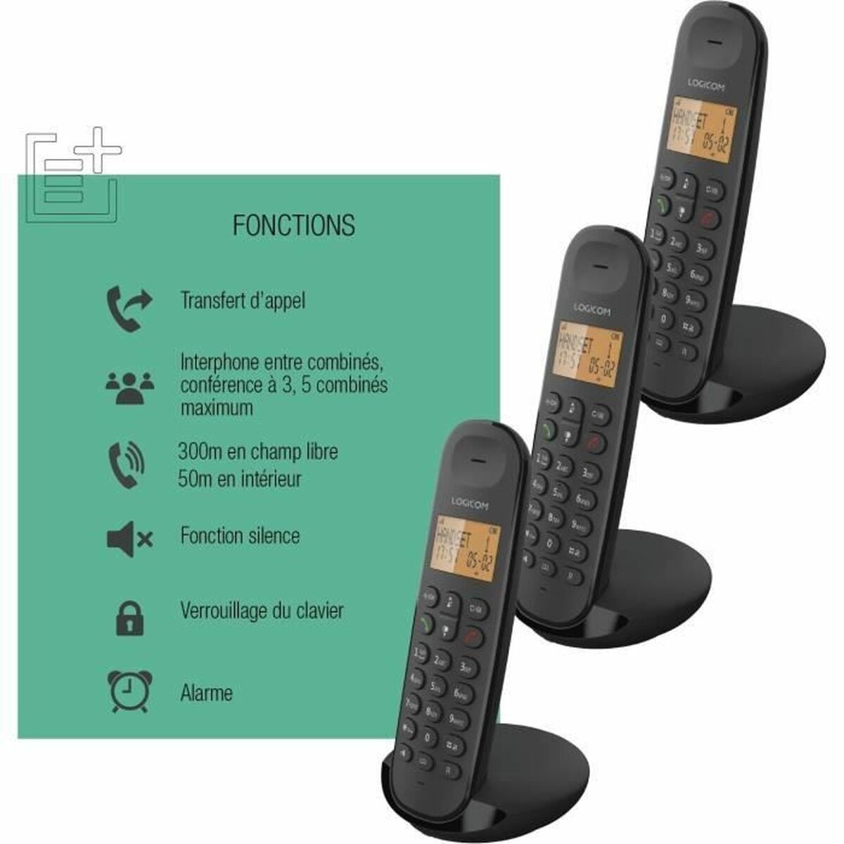 Wireless Phone Logicom ILOA 350 TRIO Schwarz