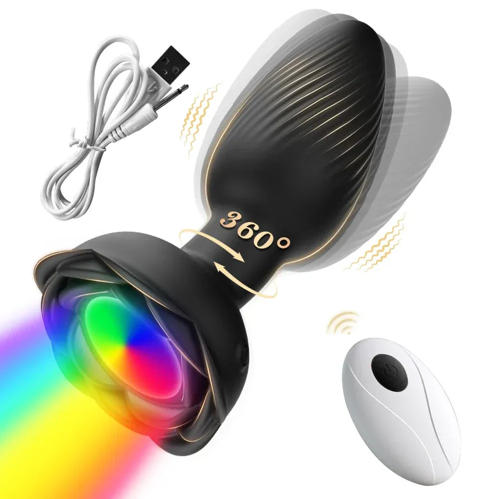 360 Rotating Vibrating Anal Plug Led Light