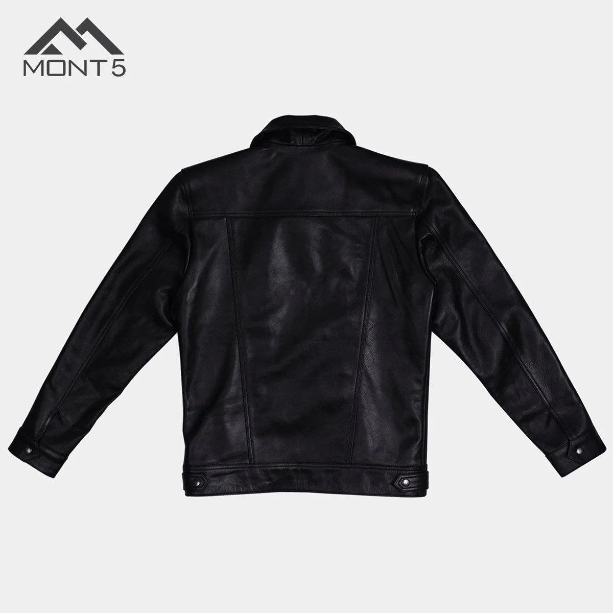 MONT5  Diran Men Black Classic Leather Jacket with Shirt Collar