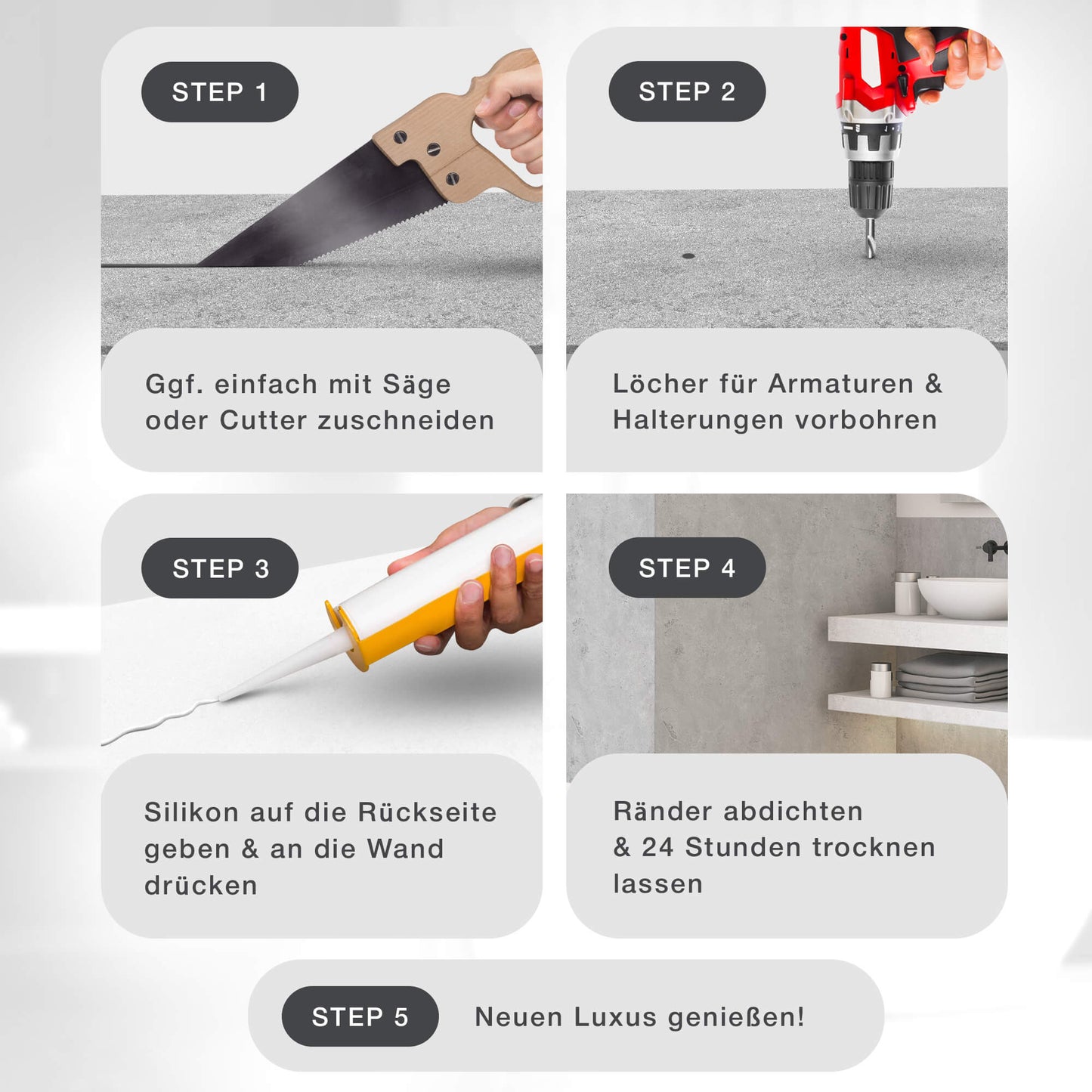 Küchenrückwand - Hellgrau