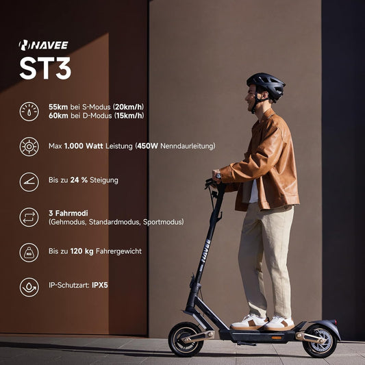NAVEE ST3 E-Scooter ABE Zertifiziert|  3 Jahre Garantie-Patentierte Damping Arm™ Federung|450W 60KM