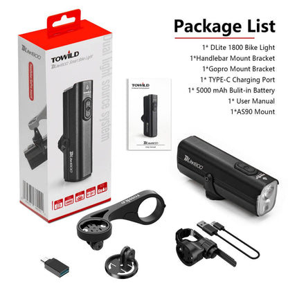TOWILD Dlite 1800 Lumens Rechargeable Bike Front Light