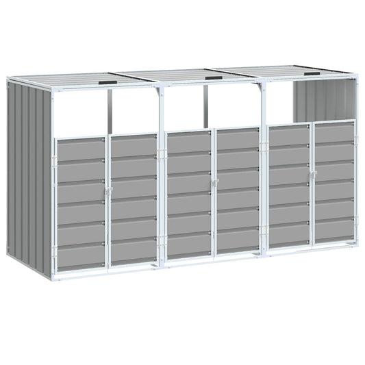 NNEVL Wheelie Bin Storage for Triple Bins Grey 216x81x115 cm Steel