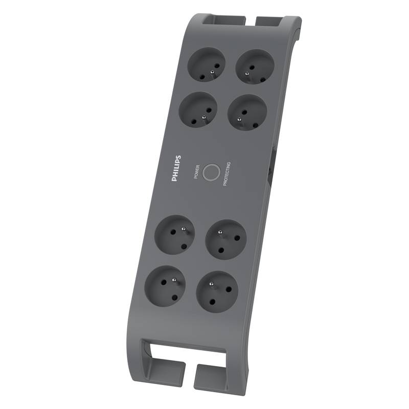 Philips 220V Überspannungsschutz-Netzteilteilter8 Steckdosen - 2m - Schwarz (PHIL-SPN3180A/60)