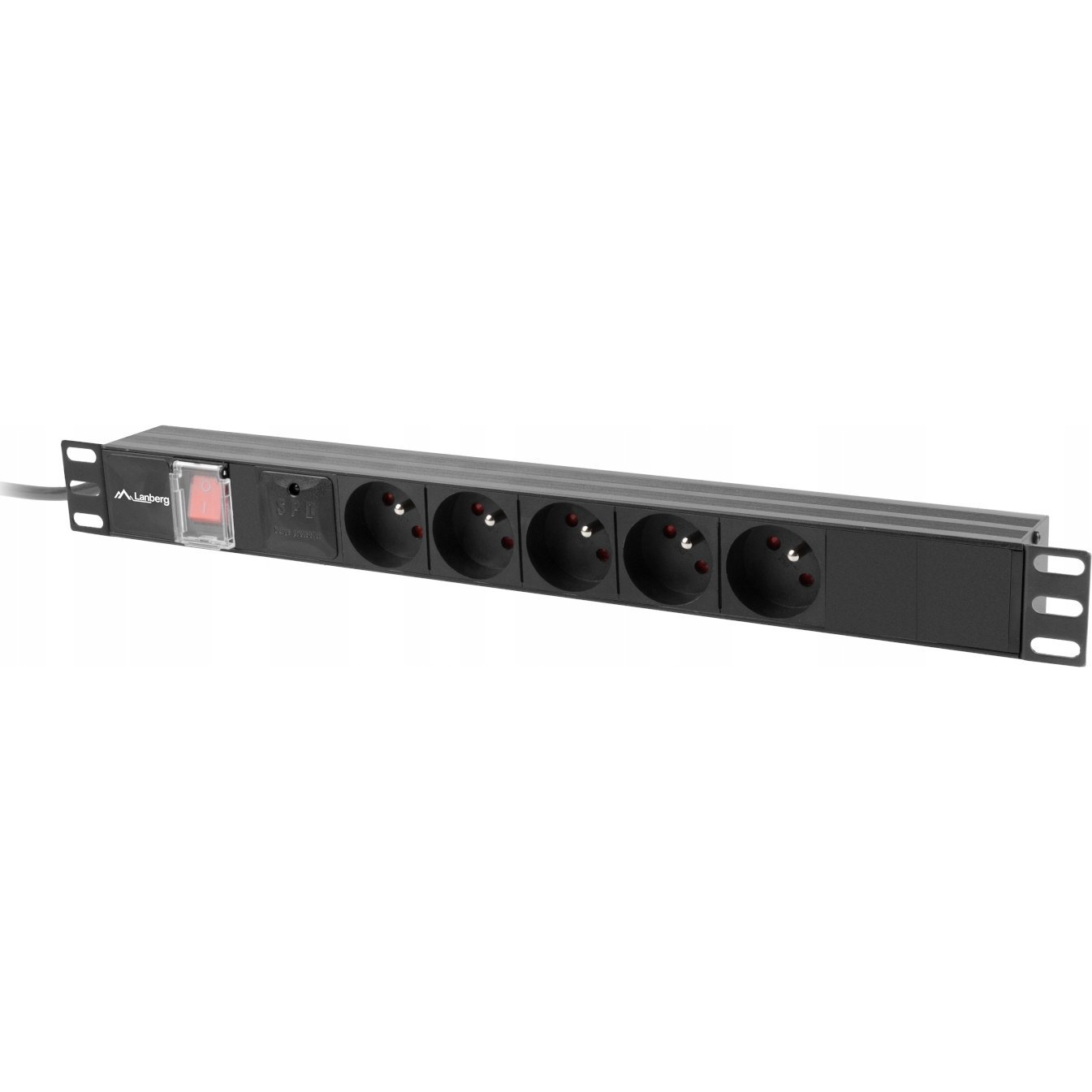 Lanberg PDU-05E-0200-BK 1U 19" 5-fach Überspannungsschutzverteiler 2m - Schwarz (PDU-05E-0200-BK)-0