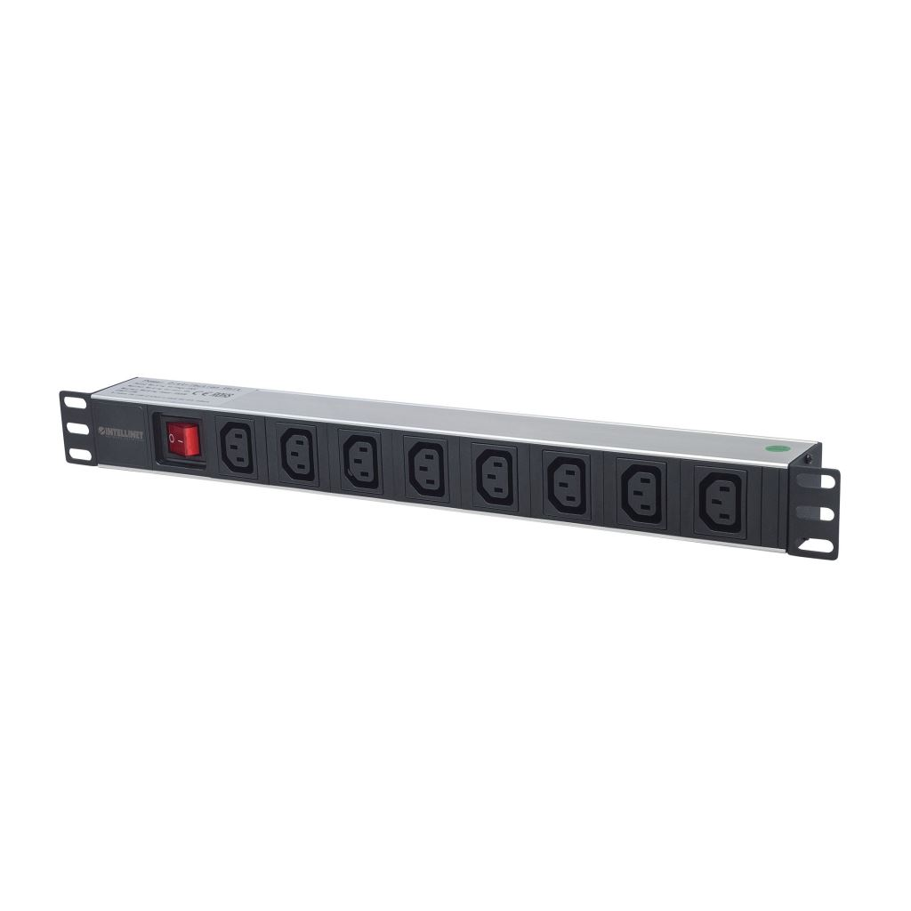 Intellinet 163620 Stromversorgungsteil (8))) AC-Steckdosen / AC-Steckdose 1U Schwarz, Silber (in-163620)-0