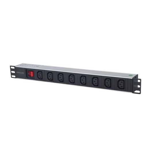 Intellinet 163620 Stromversorgungsteil (8))) AC-Steckdosen / AC-Steckdose 1U Schwarz, Silber (in-163620)-0