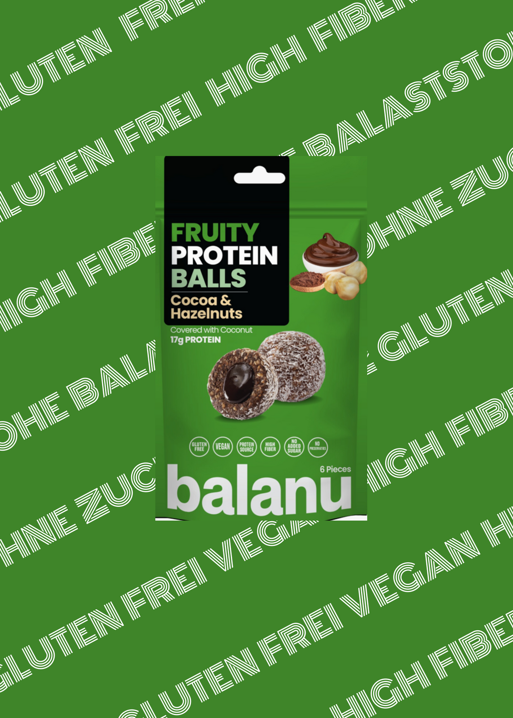 Balanu Fruity Protein Balls Cocoa & Hazelnuts 110 g x6
