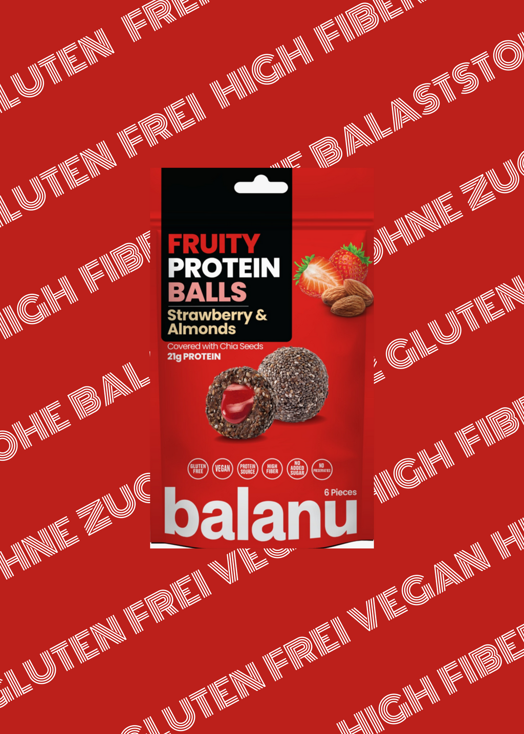 Balanu Fruity Protein Balls Strawberry & Almonds 110 g x6
