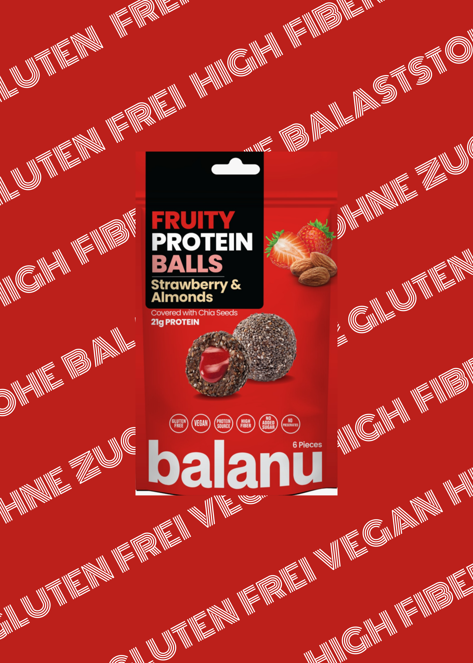 Balanu Fruity Protein Balls Strawberry & Almonds 110 g x6