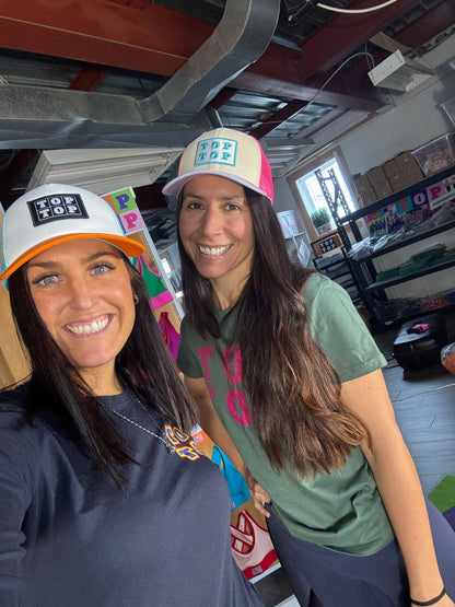 Casquette Trucker – Aqua & Orange🖤🩵🤍🧡