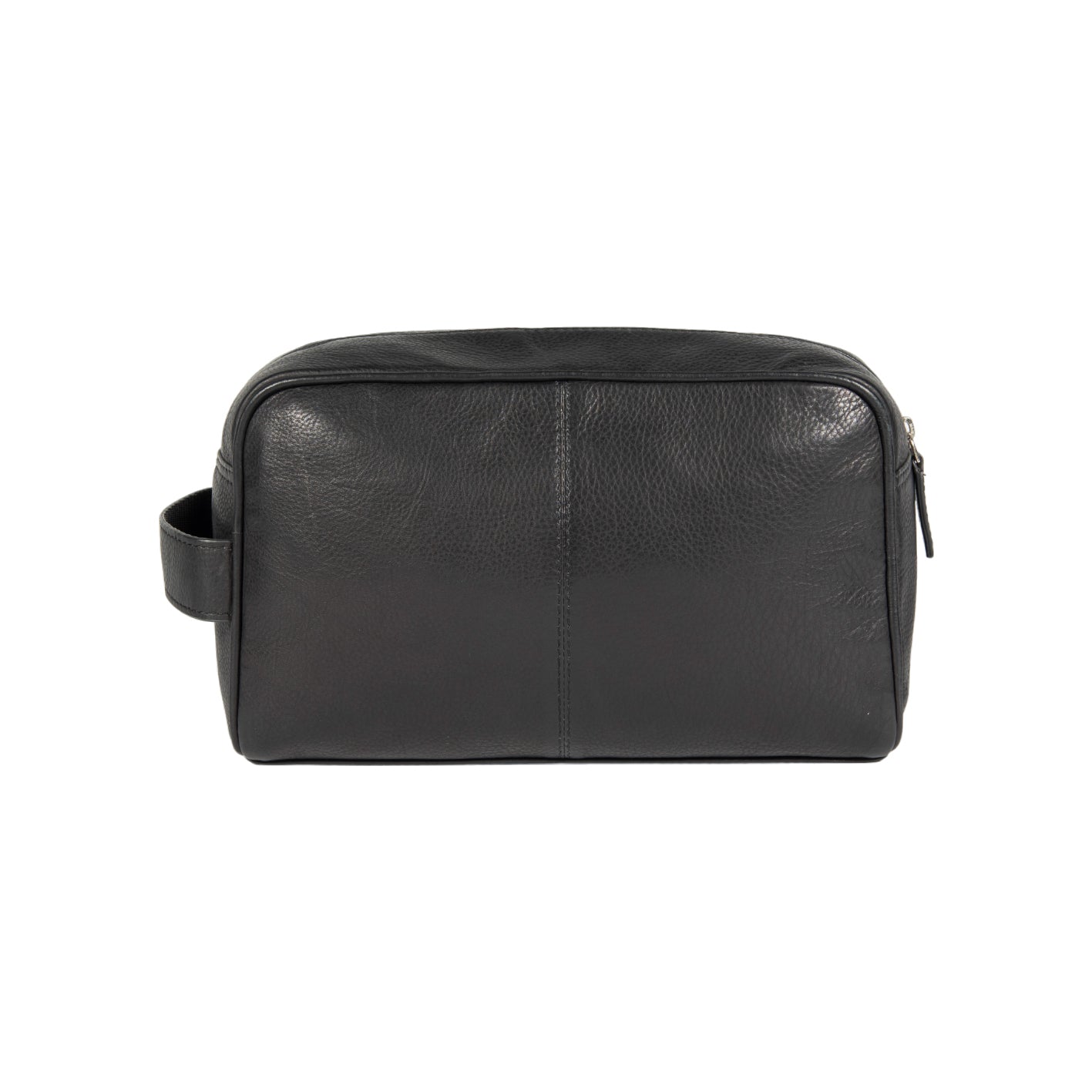 K0025AB | Beauty Case with side handle in genuine full grain leather with light grain - Black color. Zipper closure, Dimensions: 25 x 16 x 12 cm. Packaging: Tnt bag