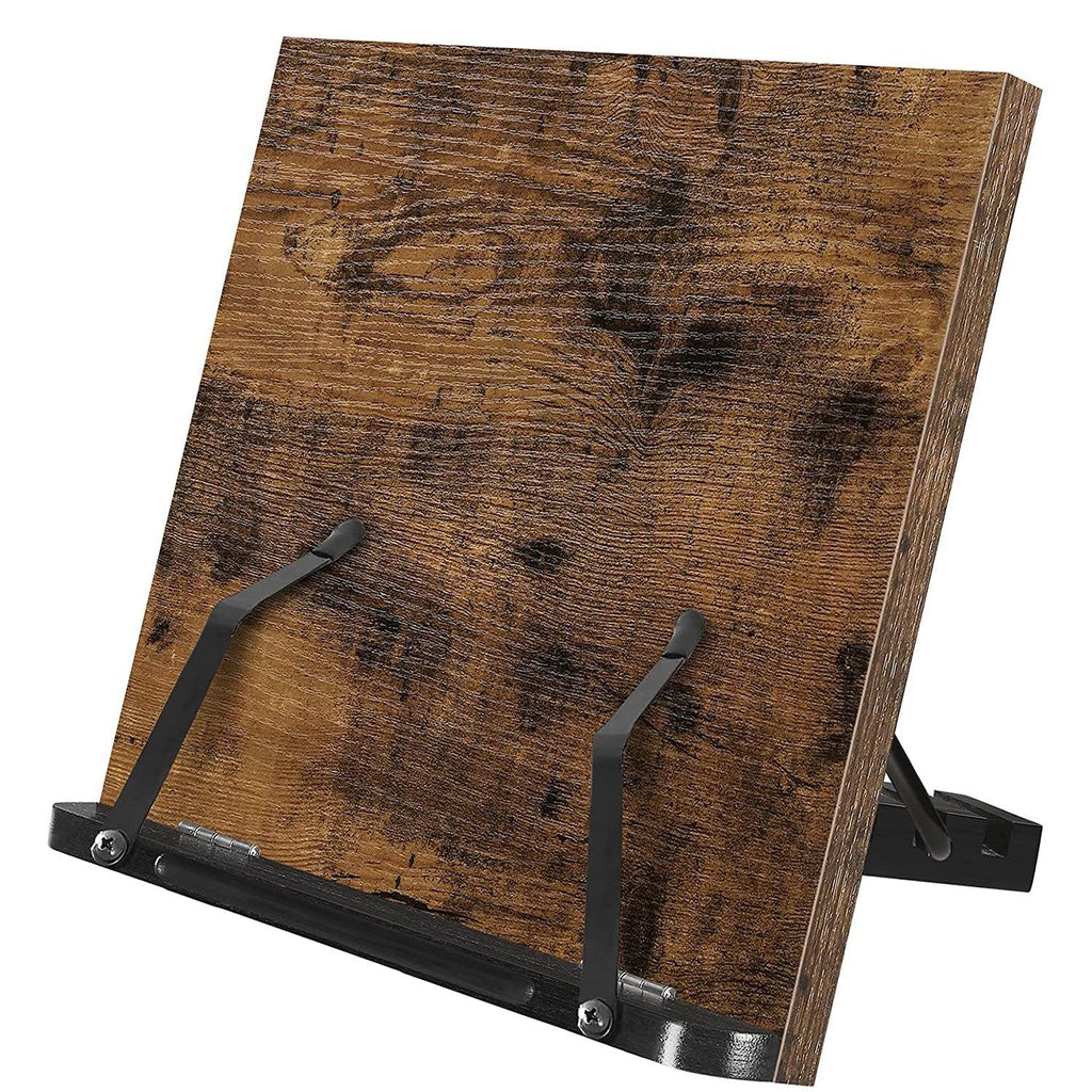 Könyvállvány, könyvtartó, összecsukható táblagéptartó 5 szögben állítható, rusztikus barna