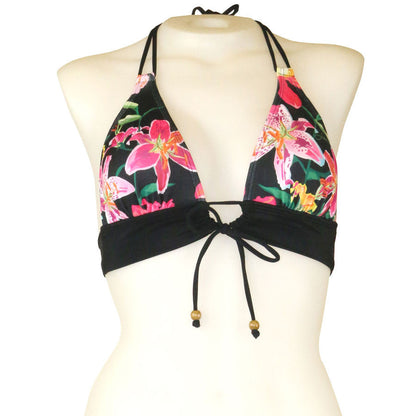 Loco Boutique Woman's Tropical Orchid Keyhole Front Banded Chest Bikini Top