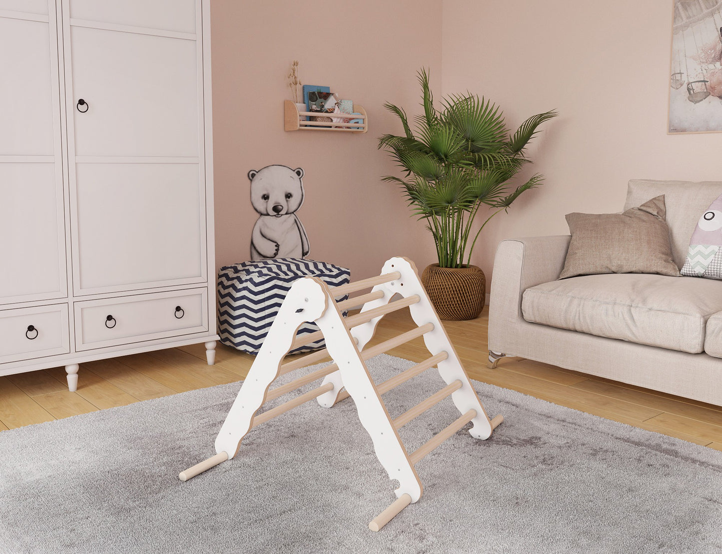 MAMOI® Triangle descalade interieur pour enfant, Mur escalade intérieur en bois pour bebe à partir de 1/2/3 an, Motricité libre montessori