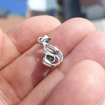 Emerald Silver Charm Pendant, Sterling Silver Pendant, Green Emerald Pendant, Emerald Pendant, natural Emerald Pendant