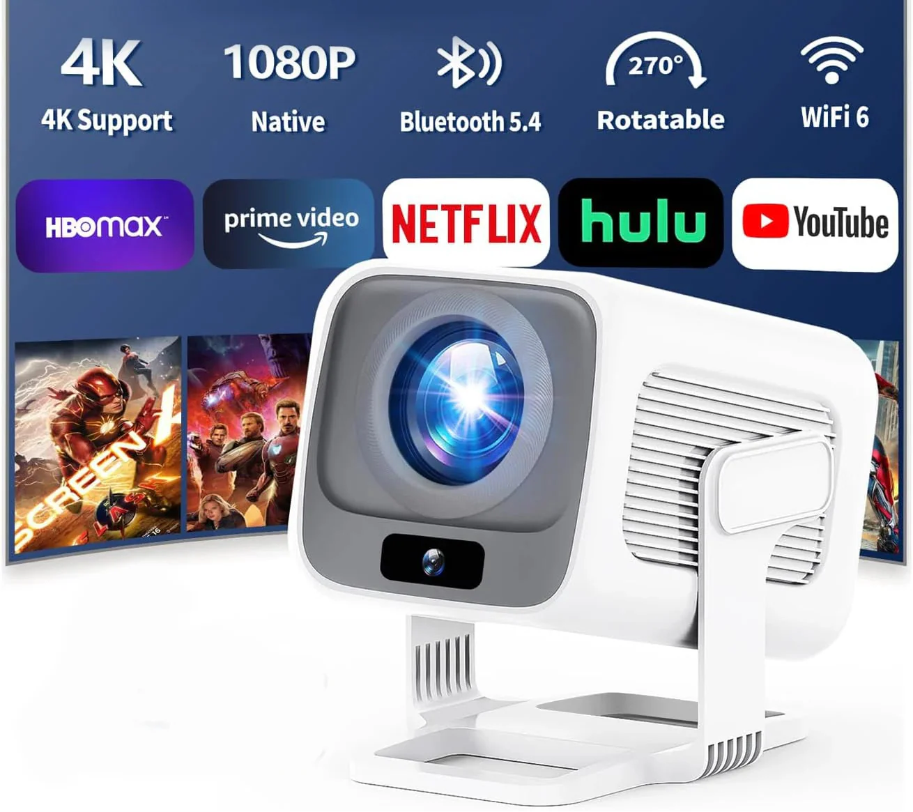 NNEOBA 4K Android Native Portable Projector We-1