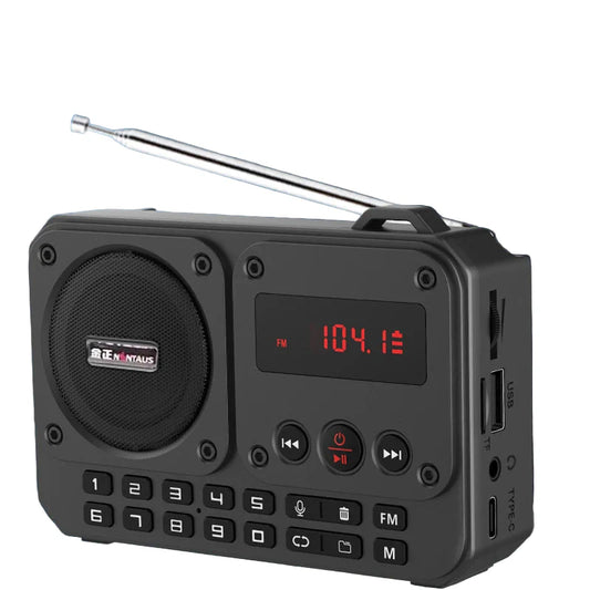 NNEOBA Mini Portable FM Radio Bluetooth Speaker Grau-0