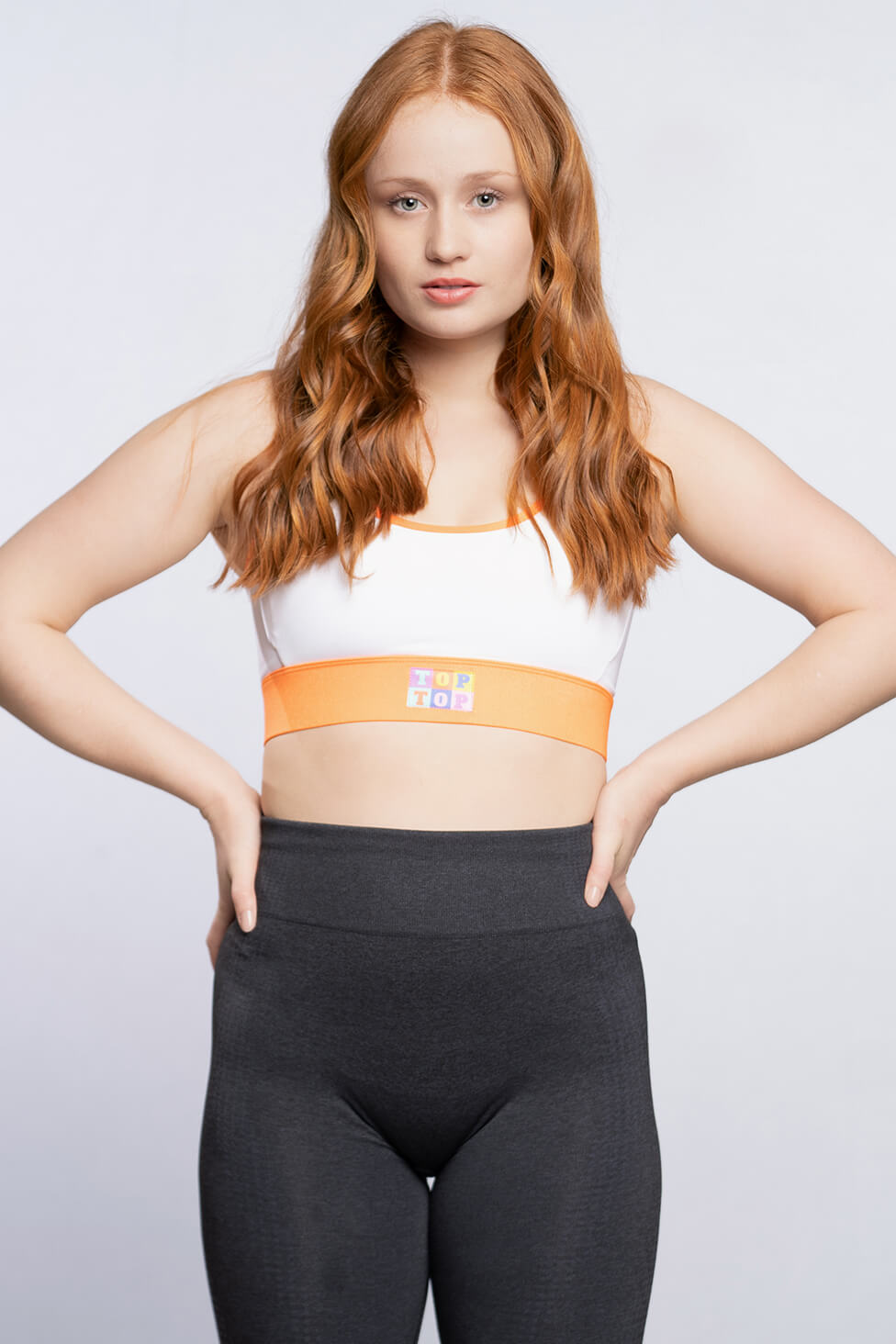 Soutien - gorge sport - Orange blanc - (VENTE FINALE)
