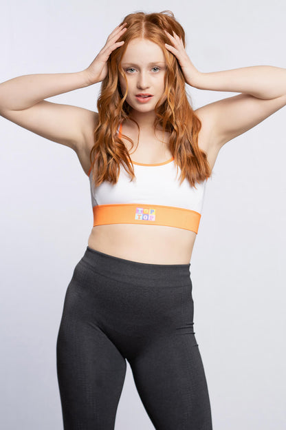 Soutien - gorge sport - Orange blanc - (VENTE FINALE)