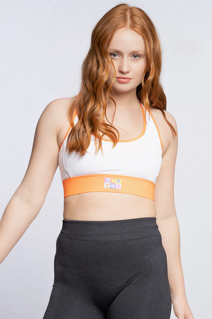 Soutien - gorge sport - Orange blanc - (VENTE FINALE)