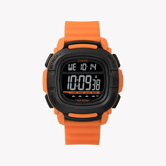 Timex Men's Orange Silicone Watch, Digital Dial | Tw5m26500