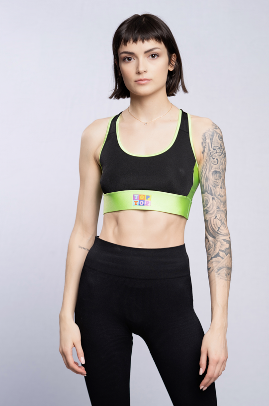 Soutien-gorge sport - Noir lime (VENTE FINALE)