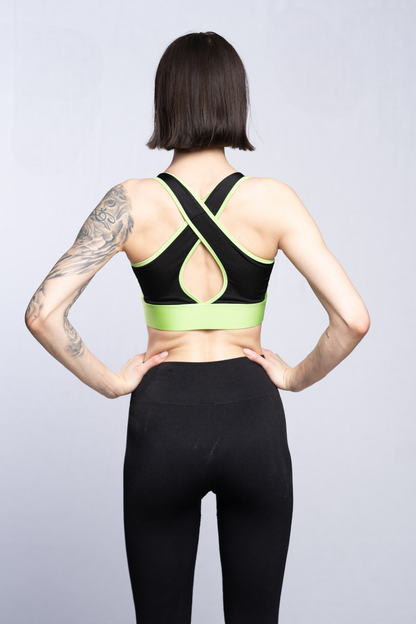 Soutien-gorge sport - Noir lime (VENTE FINALE)