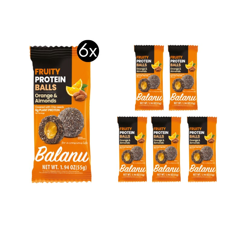 Fruity Protein Bällchen Orange & Mandeln 55 Gr x 6