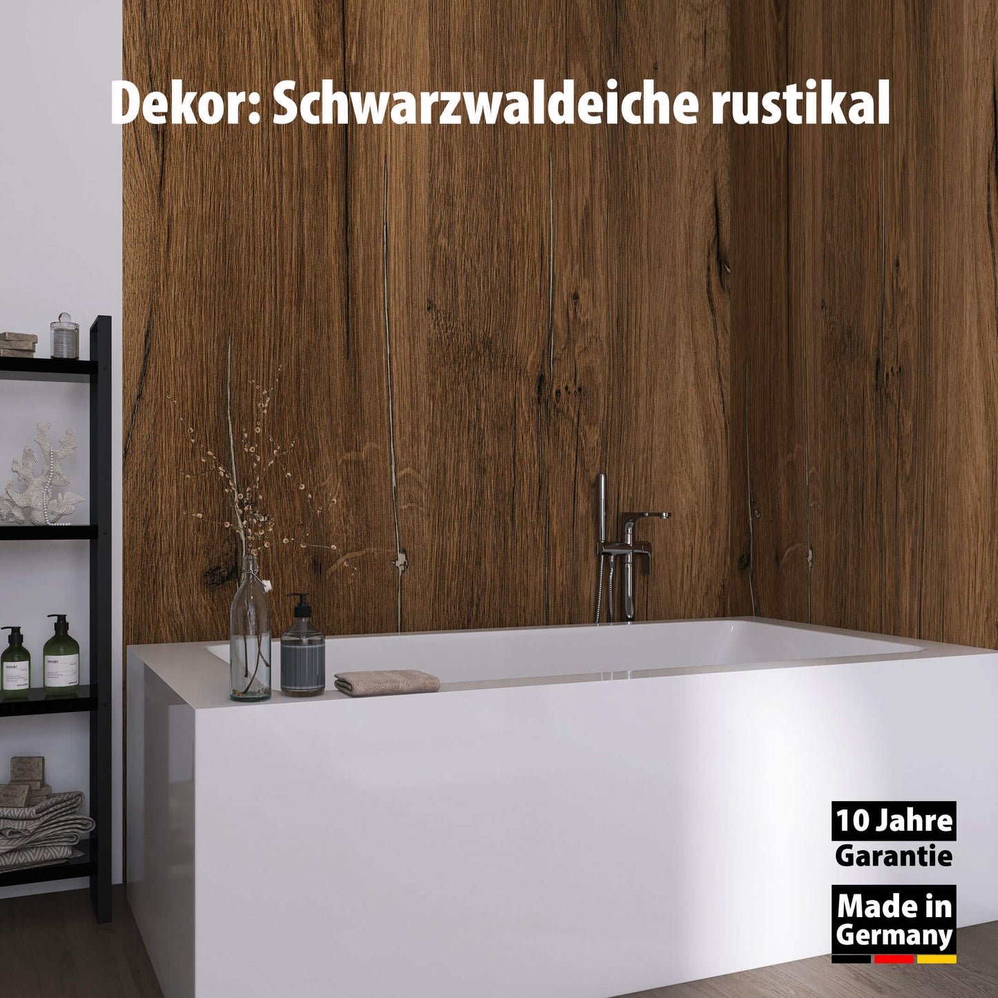Duschrückwand - Schwarzwaldeiche rustikal (250x100cm)