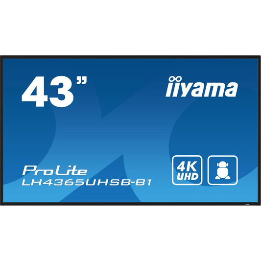 iiyama LH4365UHSB-B1 Inhaltsanbieter (Signage) Display Kioskb-Design 108 cm (42.5") LED Wi-Fi 800 cd/m² 4K Ultra HD Schwarz Integrierter Prozessor Android 11 24/7 (LH4365UHSB-B1)-0