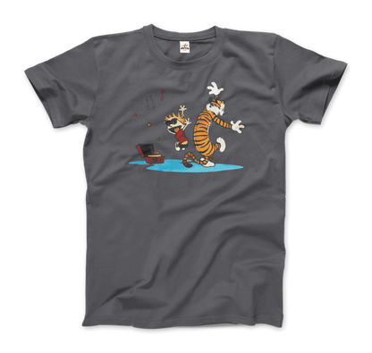 Calvin and Hobbes Dancing with Record Player T-Shirt
